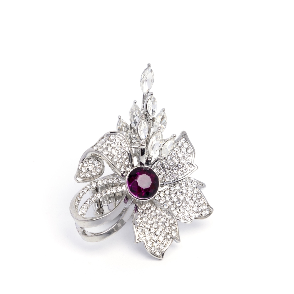 Blooming Broadcast Paparazzi Silver Ring with Purple Gem Fashion Jewelry